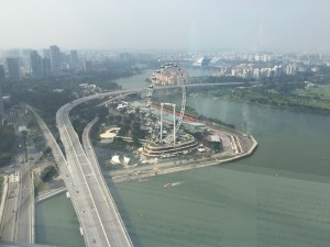 Looking down to the Singapore Flyer from the Marina Sands Resort