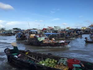 Just a small number of the boats selling their produces