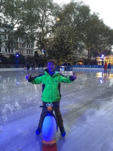 Carter enjoying his ice-skating at night in London