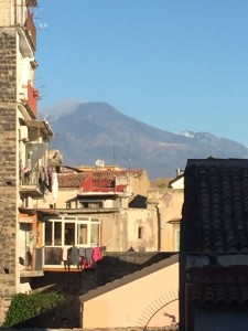 View of Mt Etna from our bedroom window! So close...