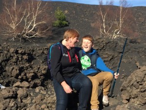 Having fun in one of the craters!