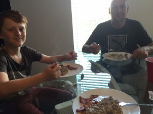 Carter loved this home-cooked breaky!